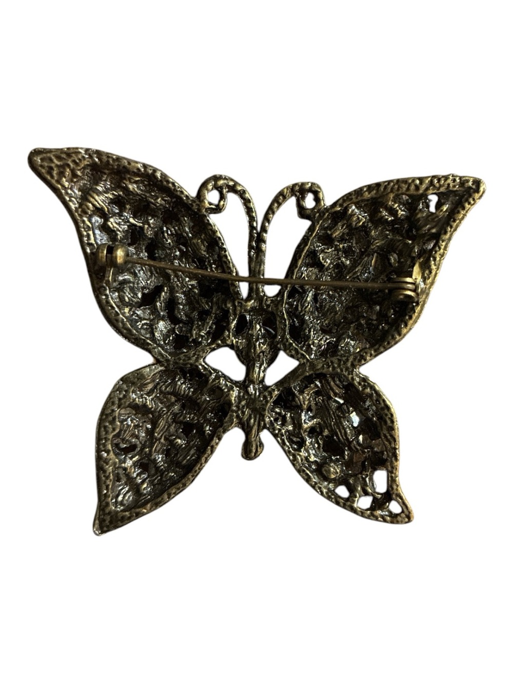 Pink Rhinestone Butterfly Brooch - Picture 2 of 2